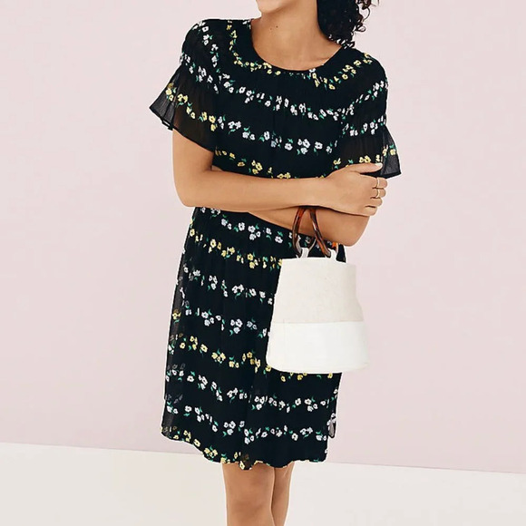 Ann Taylor Dresses & Skirts - Ann Taylor NEW Black Floral Babydoll Mini Dress Size S